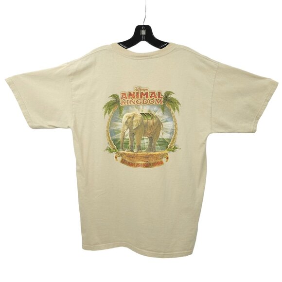 Walt Disney World Animal Kingdom Graphic T Shirt L Beige Elephant Palm Trees - Picture 4 of 16